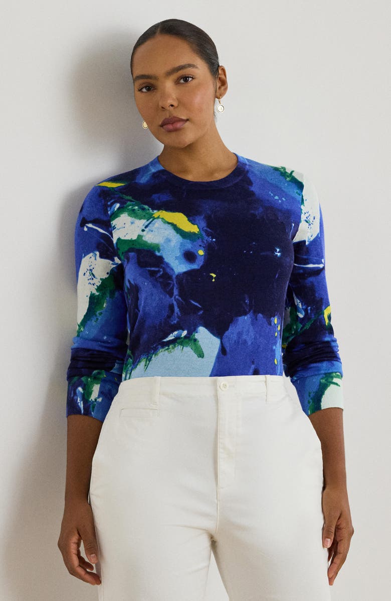 Lauren Ralph Lauren Floral Sweater, Alternate, color, Blue Multi