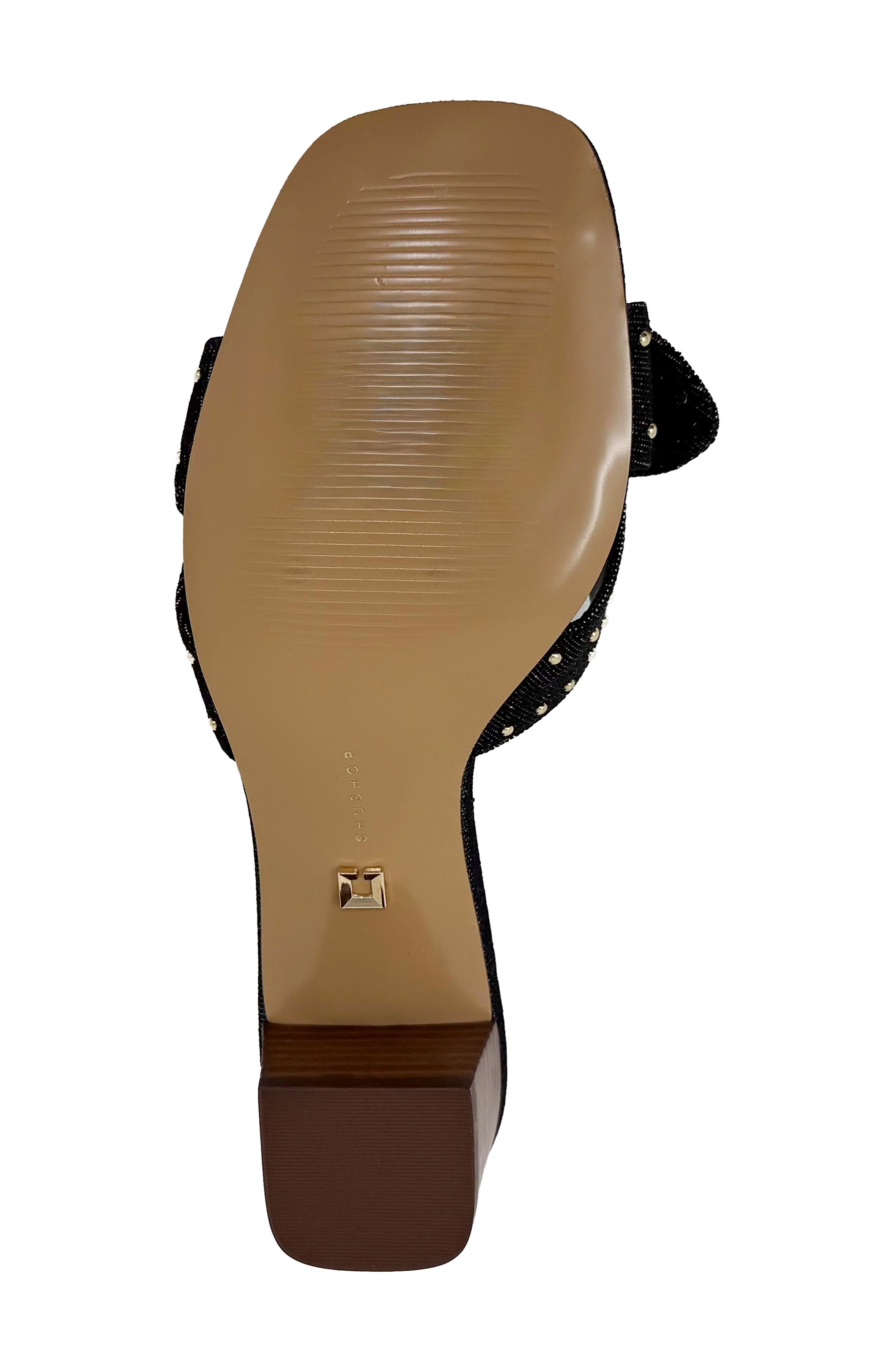 SHUSHOP Guinivere Studded Slide Sandal, Alternate, color, Black Denim