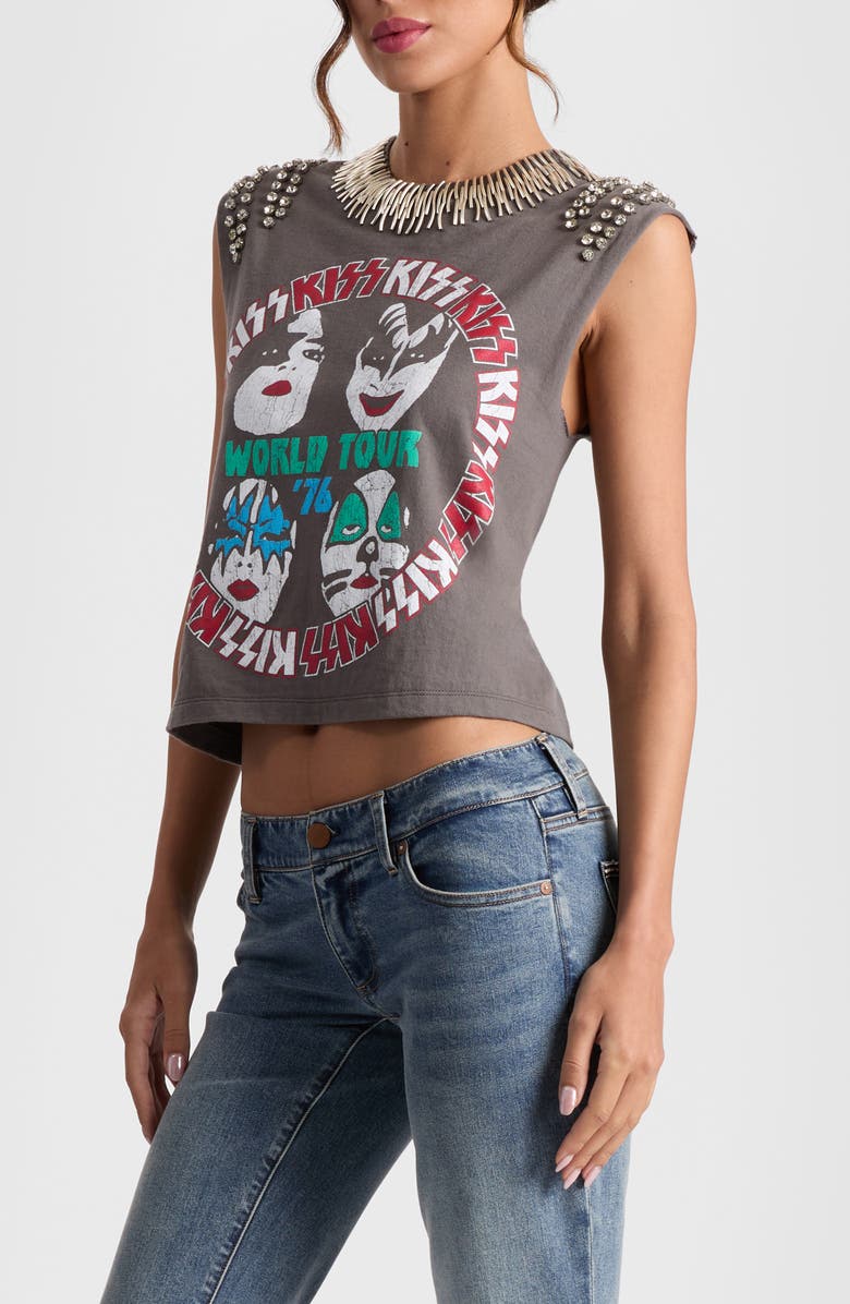Alice + Olivia Micah Embellished Graphic Muscle Tee, Alternate, color, Kiss World Tour