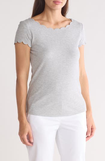 Scalloped Knit T-Shirt
