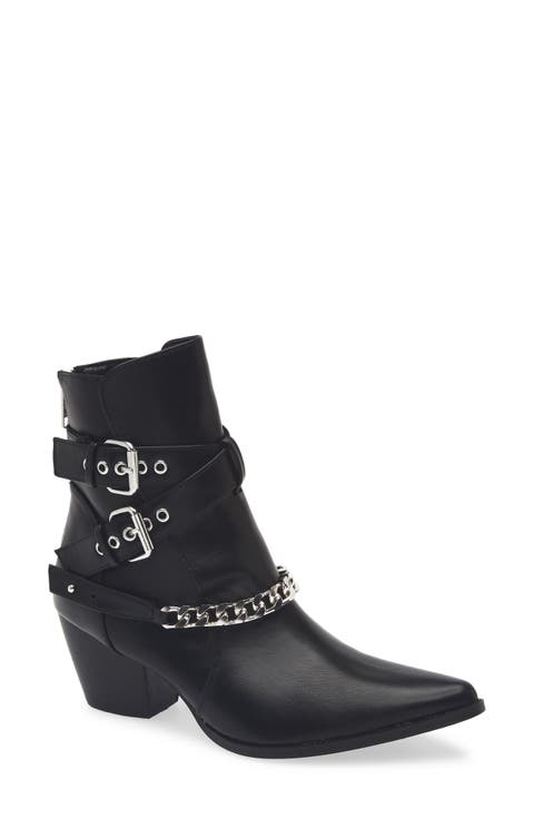Jill Buckle Chain Trim Bootie (Women)