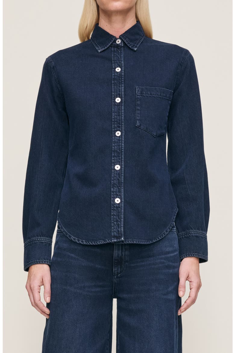 Ines Denim Button-Up Shirt, Main, color, CRATER LAKE
