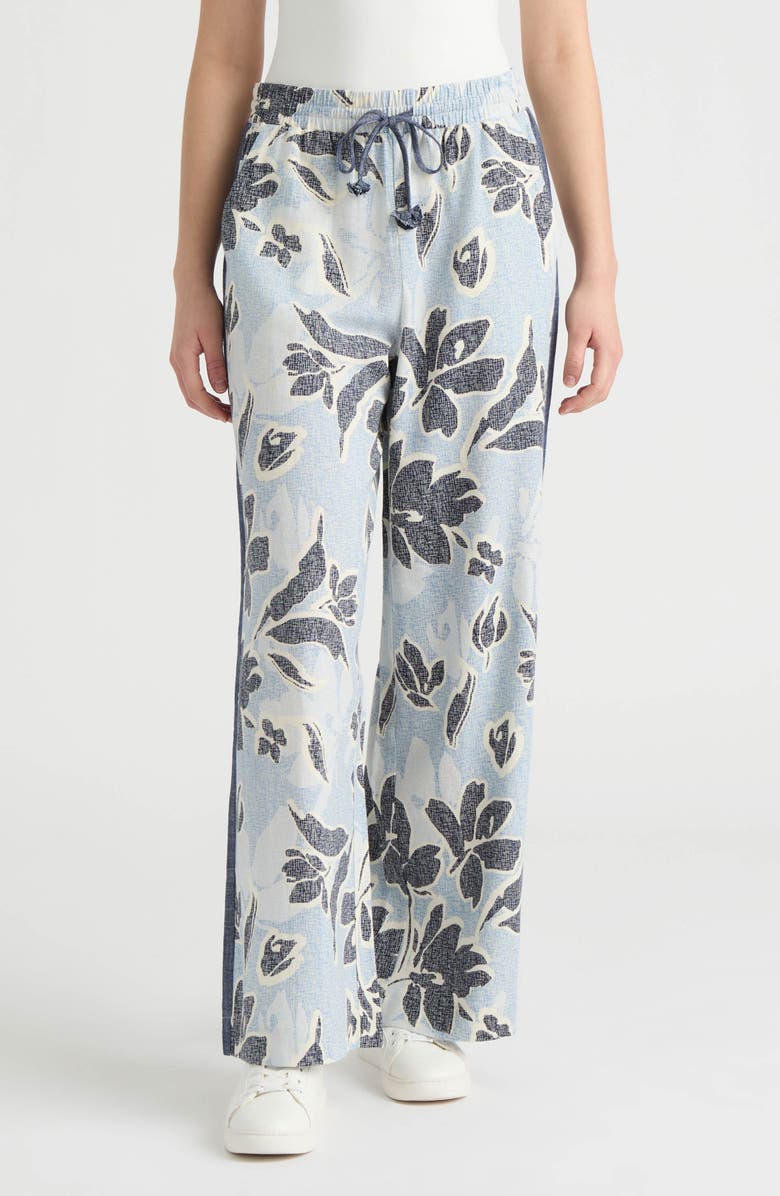 NVLT Wide Leg Pants, Main, color, Blue Etched Floral
