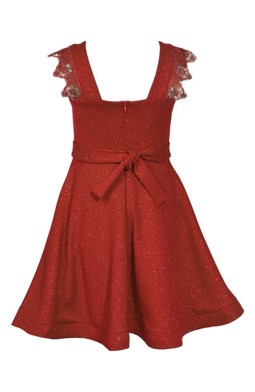Iris & Ivy Kids' Metallic Lace Trim Party Dress In Red