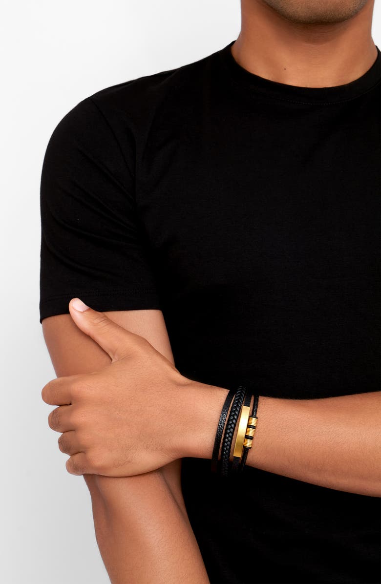 Adornia Men's Multistrand Leather Magnetic Bracelet, Alternate, color,