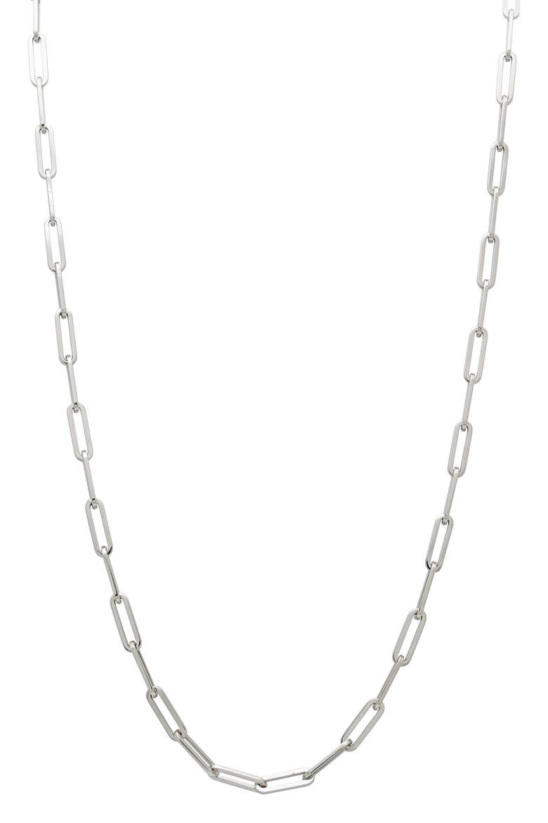 Paper Clip Chain Necklace, Main, color, WHITE GOLD