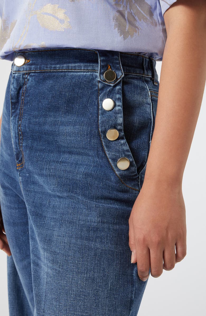 Marina Rinaldi Lembi Wide Leg Sailor Jeans, Alternate, color, Navy