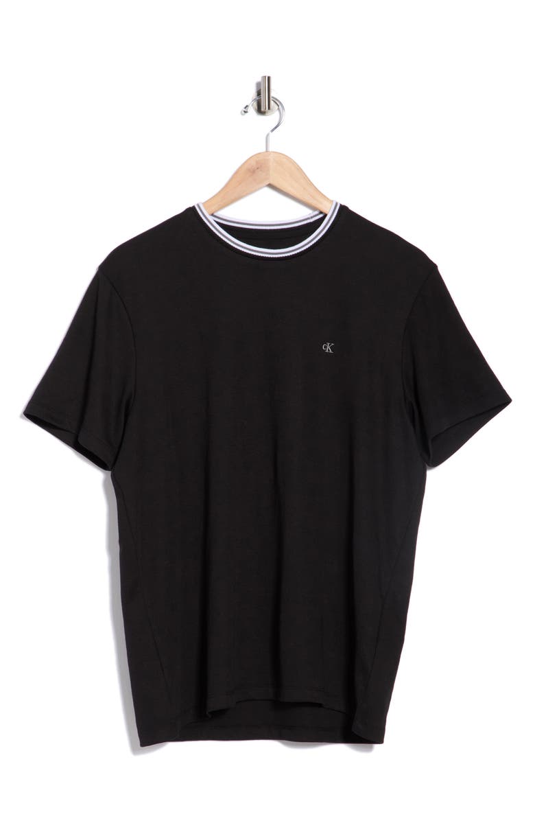Calvin Klein Tech Interlock Jacquard Crewneck T-Shirt, Alternate, color, Black