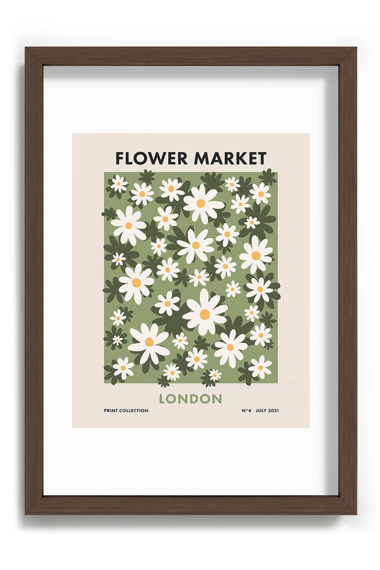 Flower Market London Framed Art Print, Main, color, GREEN