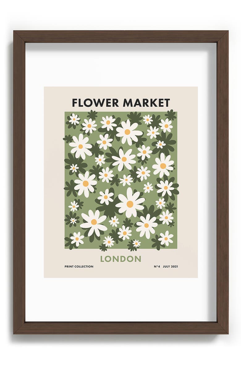 Deny Designs Flower Market London Framed Art Print, Main, color, Green
