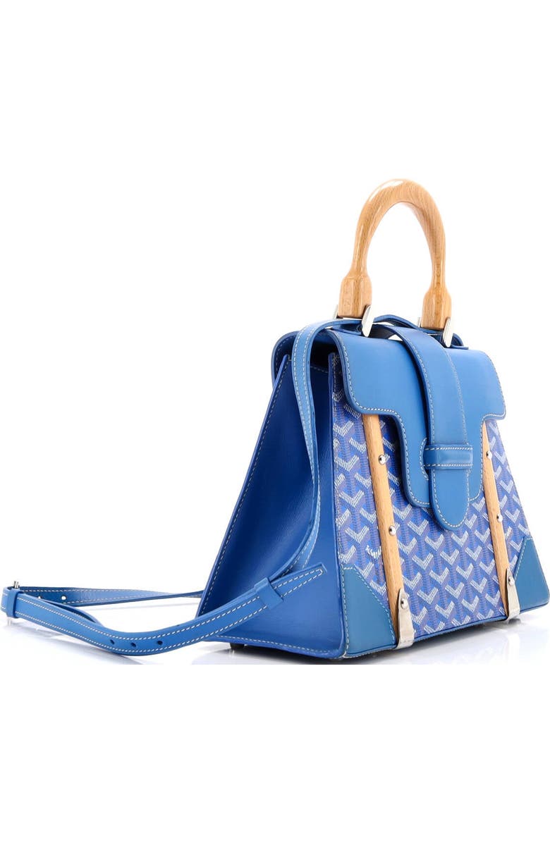 Pre-Owned Goyard Saigon Top Handle Bag Coated Canvas with Leather PM, Alternate, color, Blue