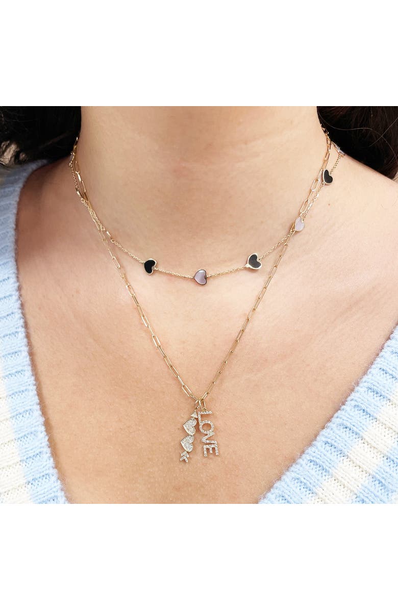 The Lovery Fine Jewelry Diamond Block Love Charm, Alternate, color, Yellow Gold