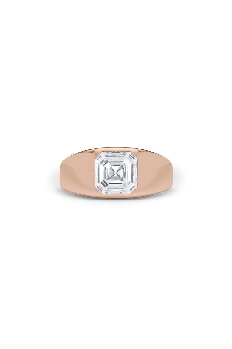 Men's Asscher Cut Lab Created Diamond Signet Ring, Alternate, color, 18K ROSE GOLD
