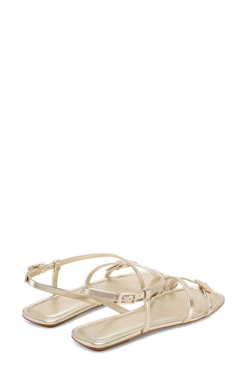 Stuart Weitzman Georgie Metallic Strappy Flat Sandals In Light Gold