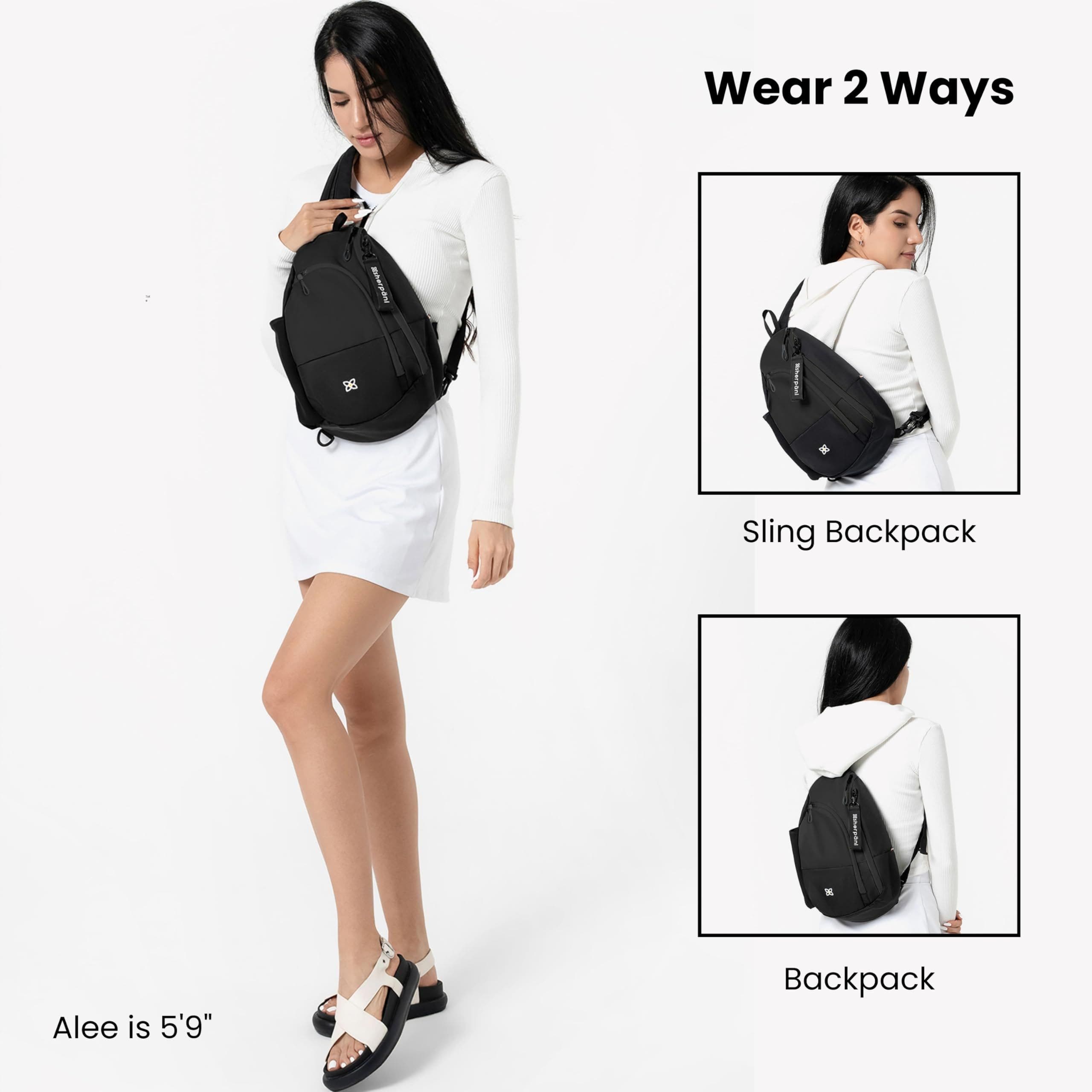 Wayfarer Small Convertible 8L Sling Backpack, Alternate, color, Raven