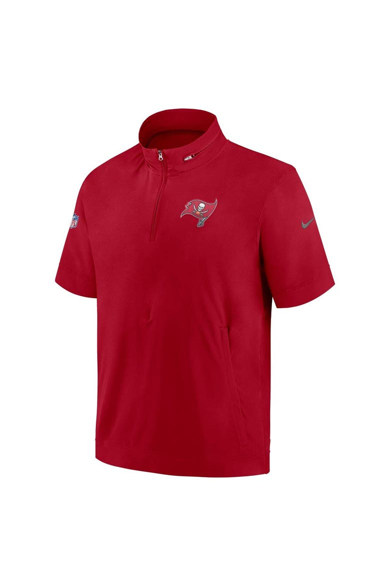 Men's Nike  Red Tampa Bay Buccaneers Sideline Coach Short Sleeve Hoodie Quarter-Zip Jacket, Alternate, color, Red