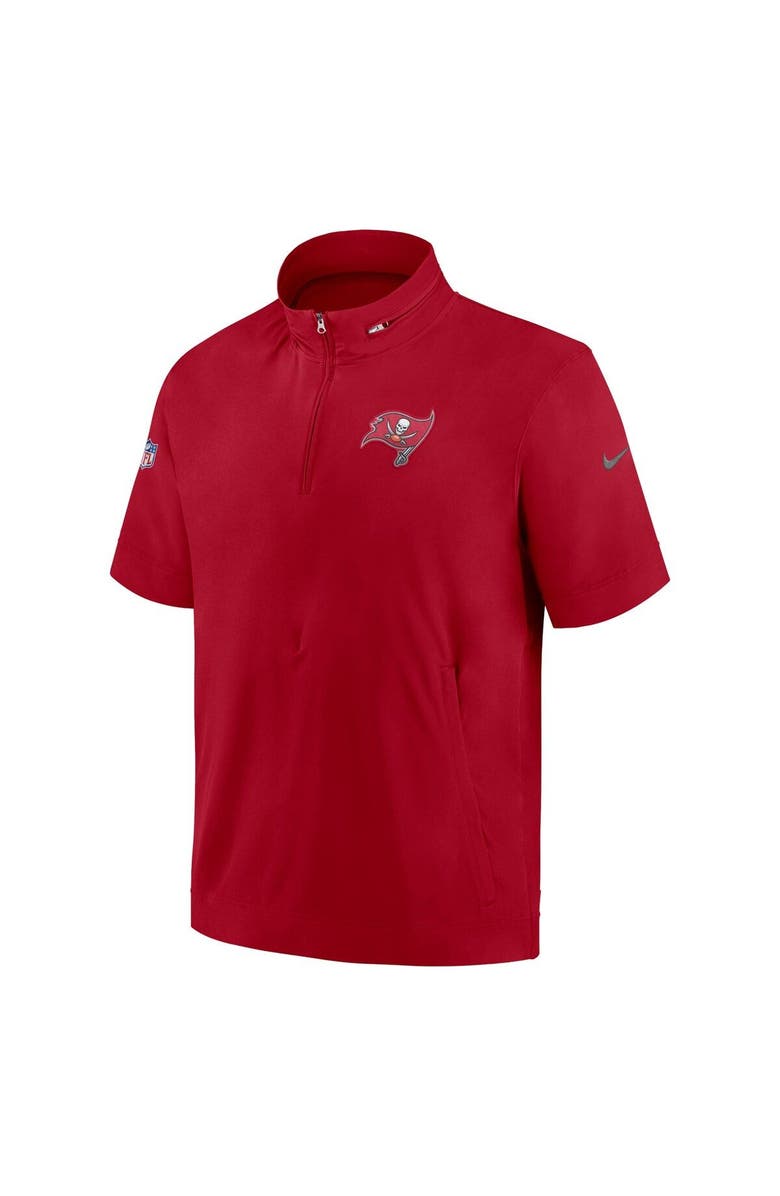 Nike Men's Nike  Red Tampa Bay Buccaneers Sideline Coach Short Sleeve Hoodie Quarter-Zip Jacket, Alternate, color, Red