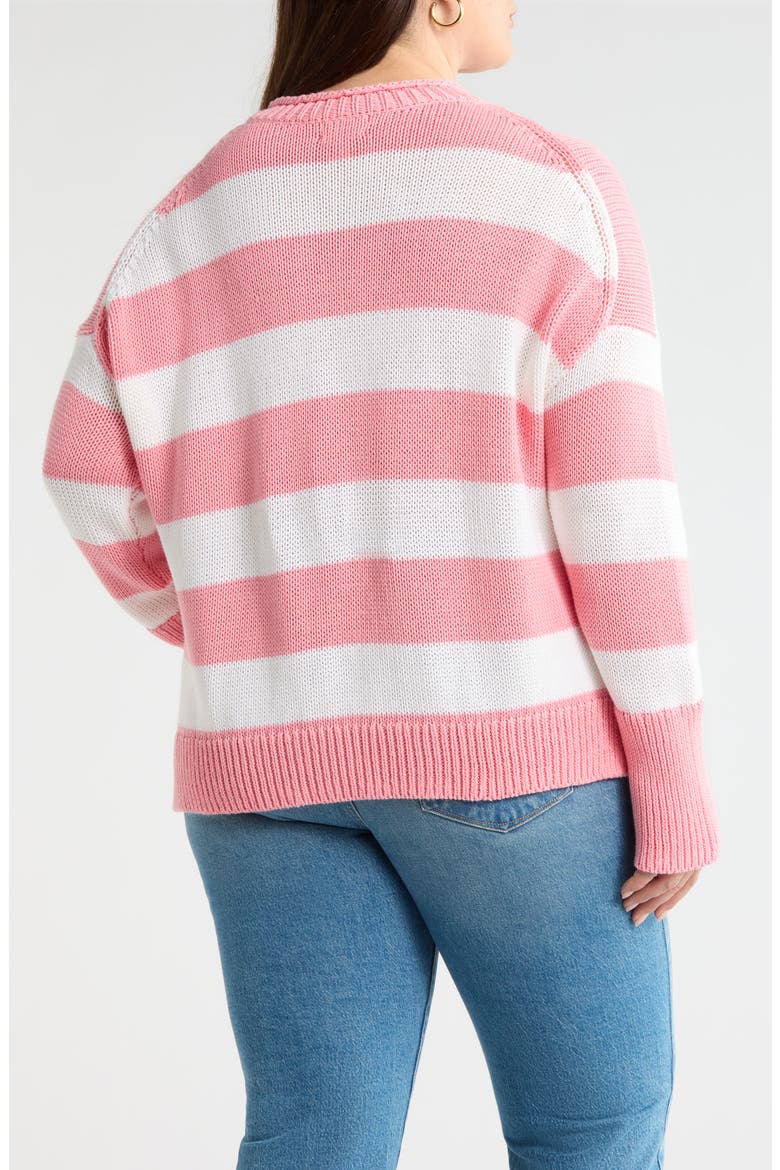 Stripe Roll Neck Sweater, Alternate, color, PINK DIANTHUS- WHITE STRIPE