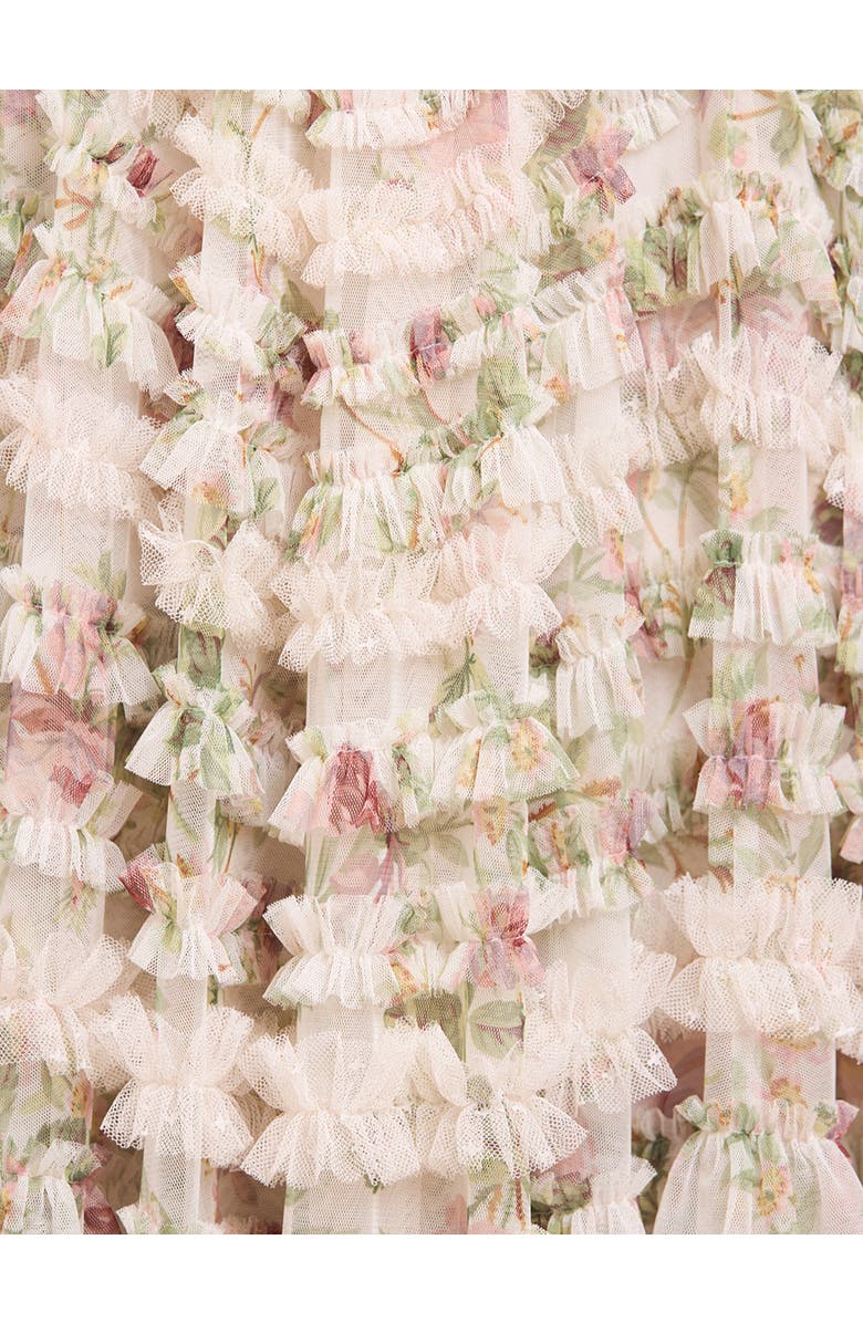 Needle & Thread Colette'S La Vie En Rose Round Neck Gown, Alternate, color, Moonshine/Cream