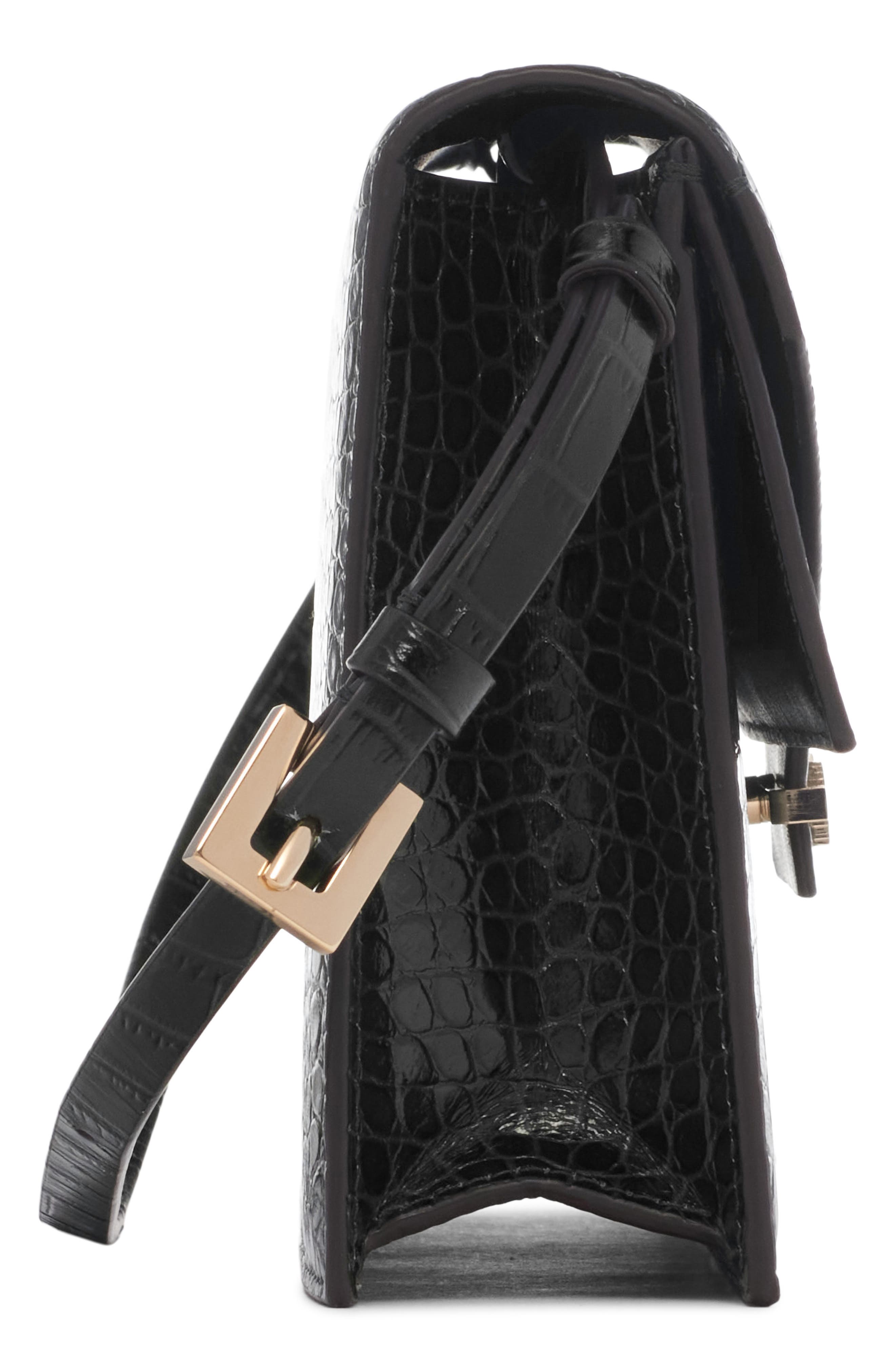 TOM FORD Mini Aube Croc Embossed Leather Shoulder Bag, Alternate, color, Black