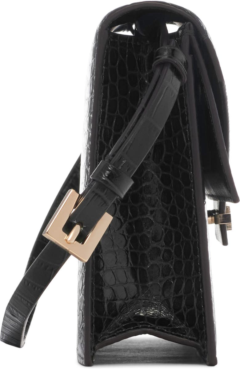 TOM FORD Mini Aube Croc Embossed Leather Shoulder Bag, Alternate, color, Black