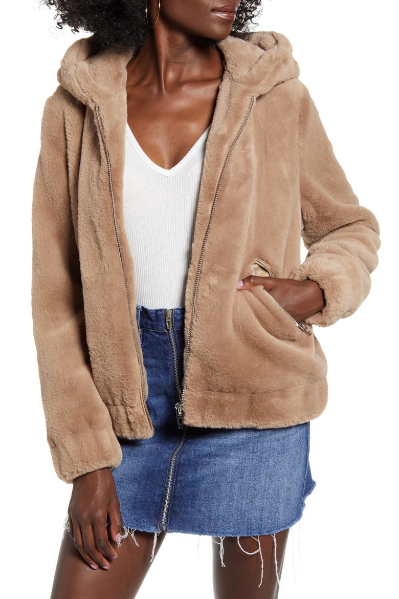 Siren Teddy Faux Fur Coat, Main, color, SAND STONER