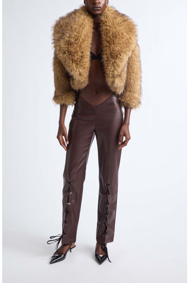 Georgia Moon Faux Fur Jacket, Alternate, color, BEIGE