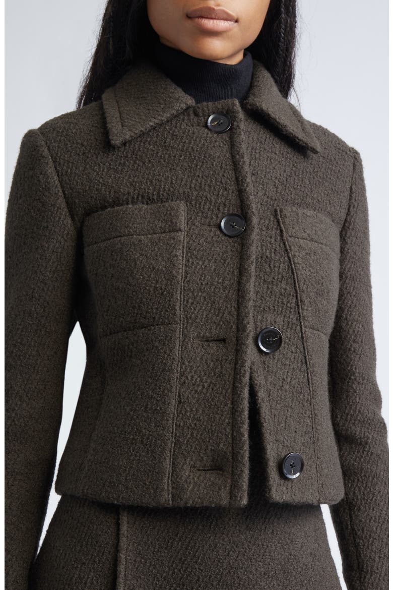 Kinsley Bouclé Twill Crop Jacket, Alternate, color, WOOD