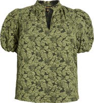 SUGARLIPS Arielle Jacquard Puff Sleeve Top