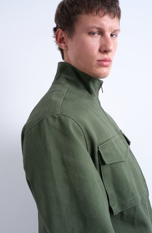 Topman Double Pocket Cotton Canvas Jacket In Green