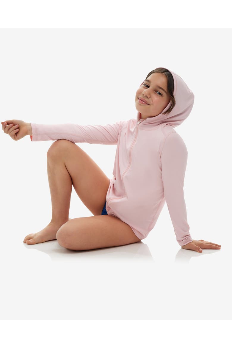 Kid's Long Sleeve Full Zip Hoodie Top with Sun and UV Protection, Alternate, color, Tickle Me Pink