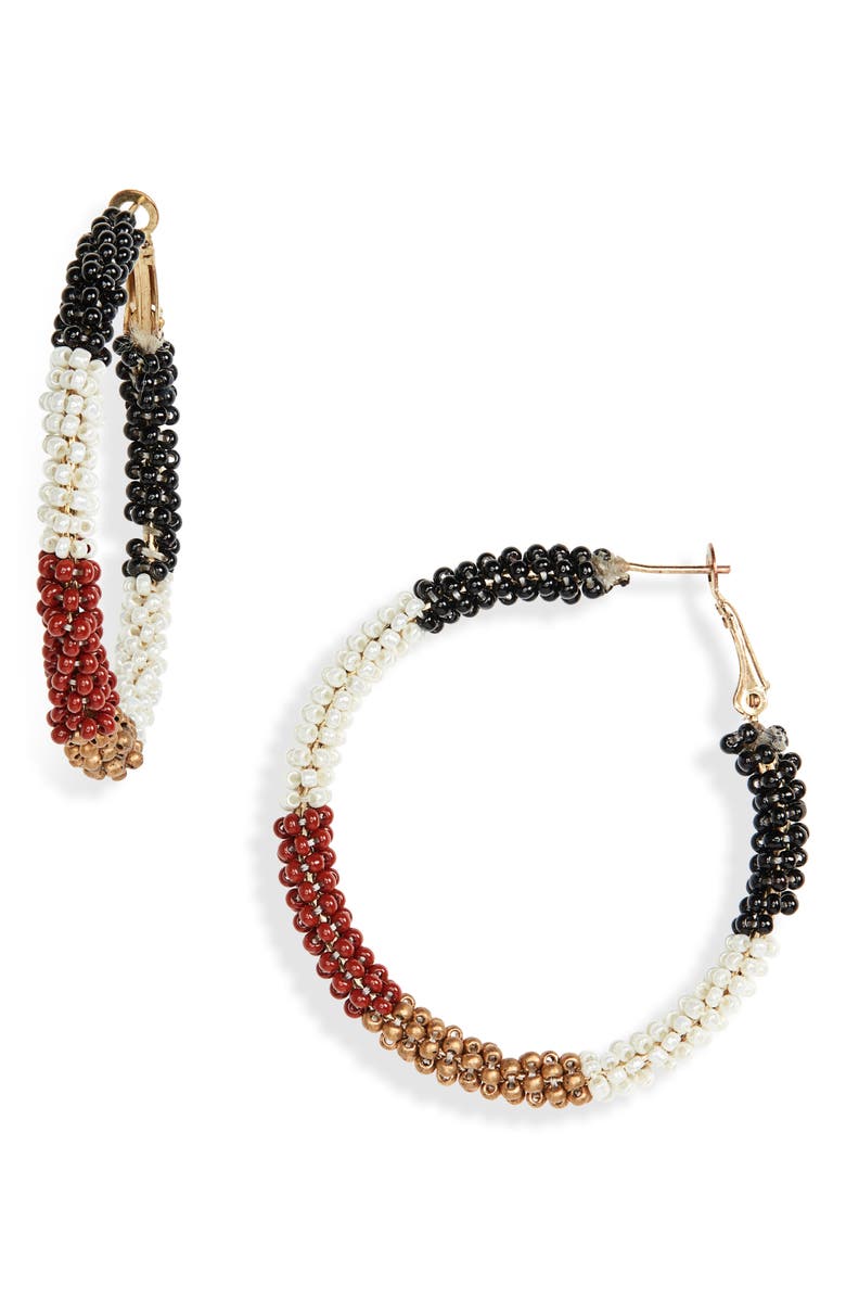 BP. Beaded Hoop Earrings, Main, color,