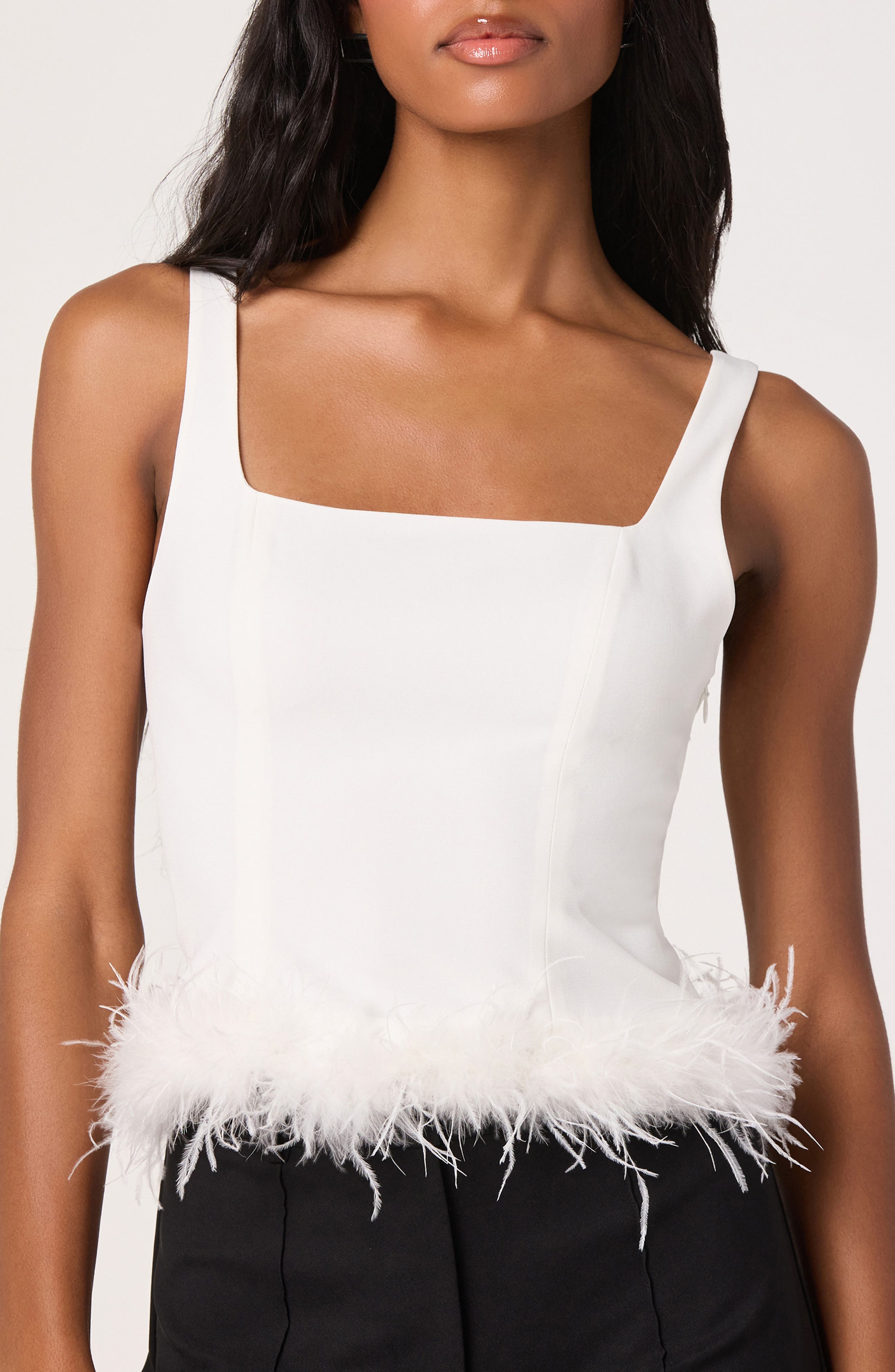 Feather Trimmed Crop Top - image 3