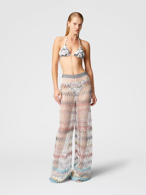 Missoni Zig Zag Mesh Cover-up Trousers With Sequins In Multicoloured