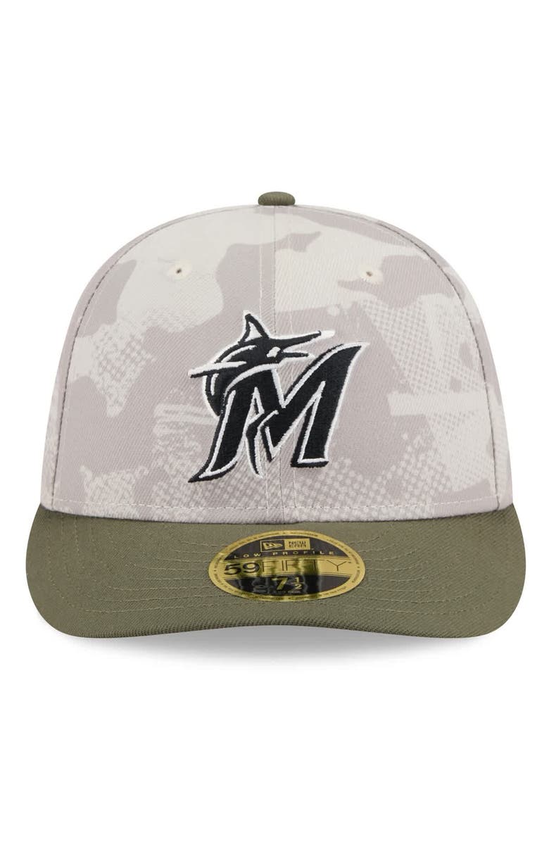 New Era Men's New Era Light Beige/Olive Miami Marlins 2025 Armed Forces Day Low Profile 59FIFTY Fitted Hat, Alternate, color, Light Beige