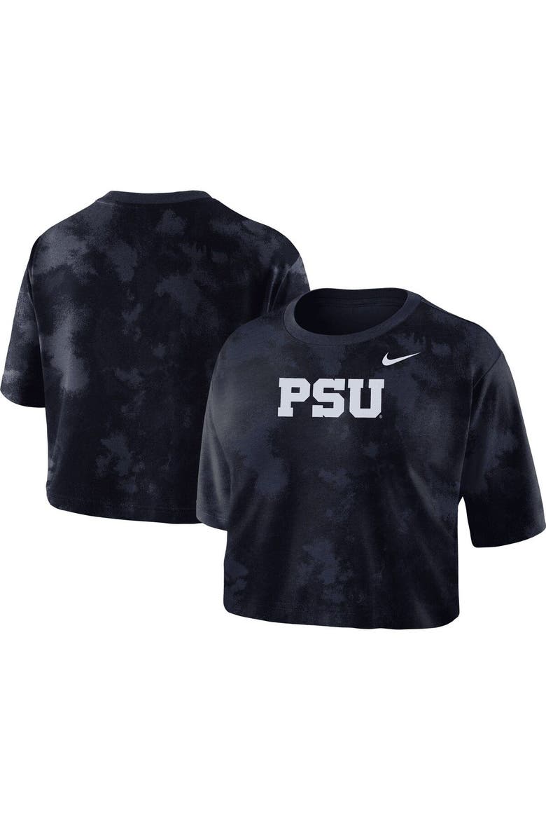 Women's Nike Navy Penn State Nittany Lions Tie-Dye Cropped T-Shirt, Main, color, Navy