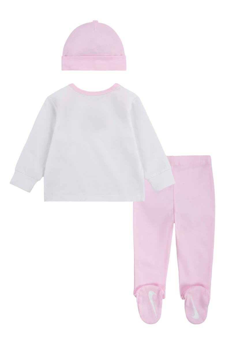 Nike Swoosh Top, Footed Leggings & Hat Set, Alternate, color,