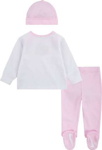 Swoosh Top, Footed Leggings & Hat Set