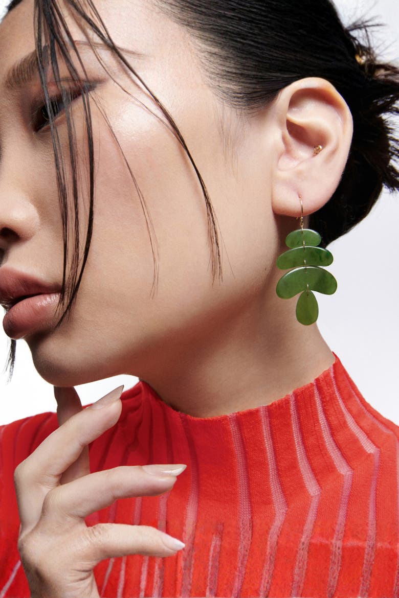 Small Jade Drop Earrings, Alternate, color, Jade