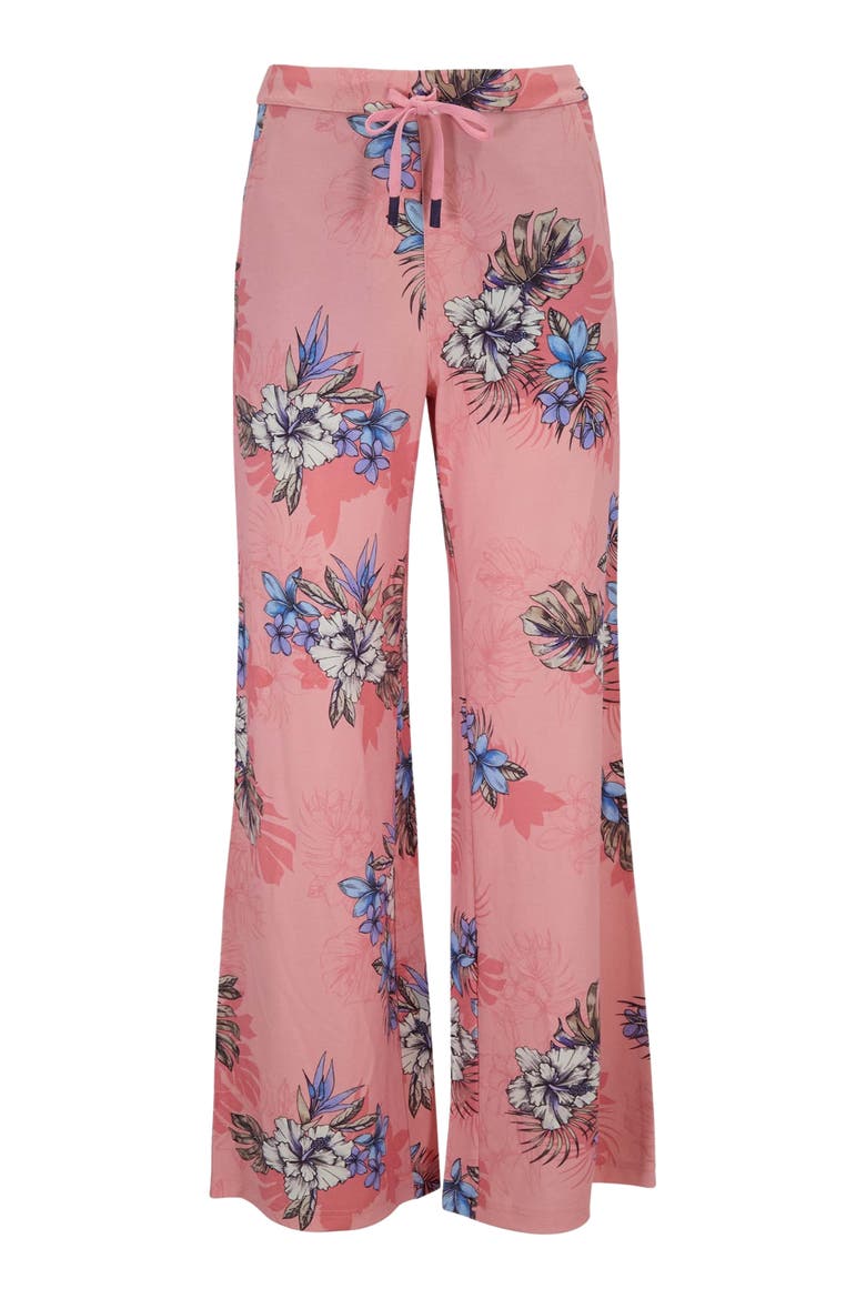 Exotic Floral Womens Wide Leg  Lounge Pant, Alternate, color, EXOTIC FLORAL CORAL