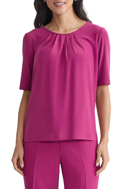 Pleat Neck Top (Regular & Petite)