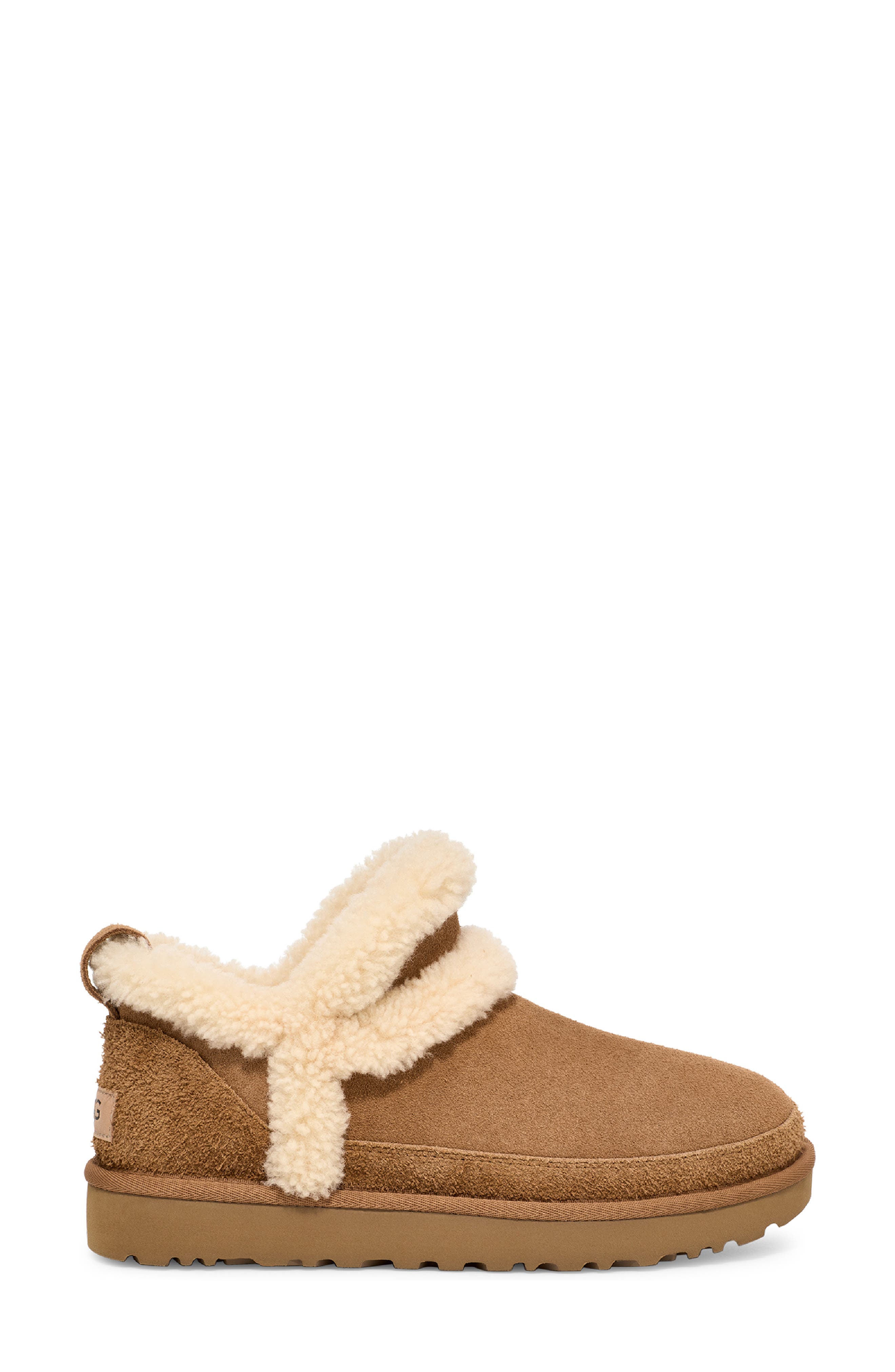 UGG<sup>®</sup> Classic Ultra Mini Spillseam Genuine Shearling Bootie, Alternate, color, Chestnut