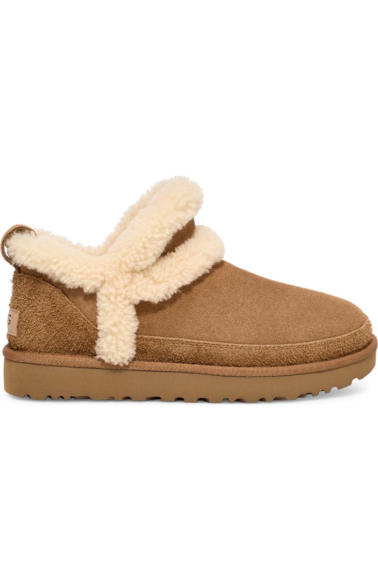 UGG<sup>®</sup> Classic Ultra Mini Spillseam Genuine Shearling Bootie, Alternate, color, Chestnut