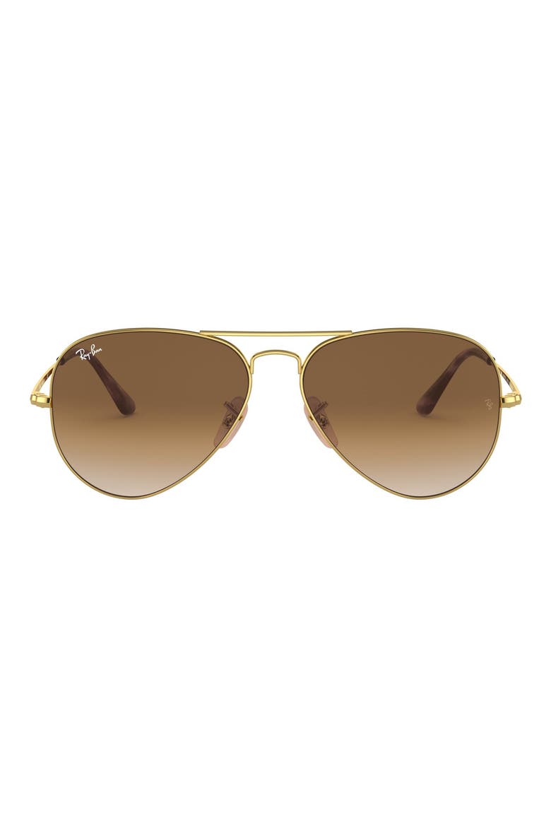 Aviator Metal II 58mm Gradient Pilot Sunglasses, Main, color, GOLD/ BROWN GRADIENT