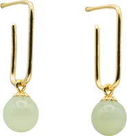 seree Pin Green jade bead gold earrings