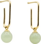 seree Pin Green Jade Bead Earrings