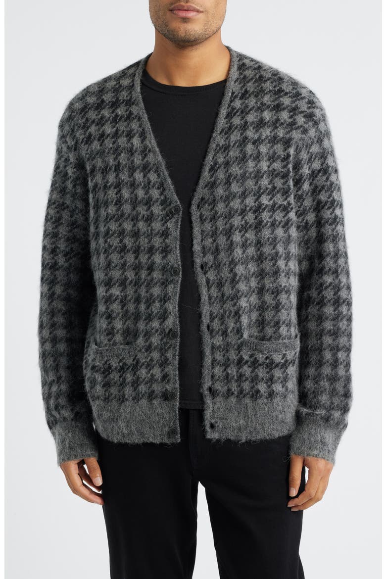 Zain Houndstooth Cardigan, Main, color, CHARCOAL GREY