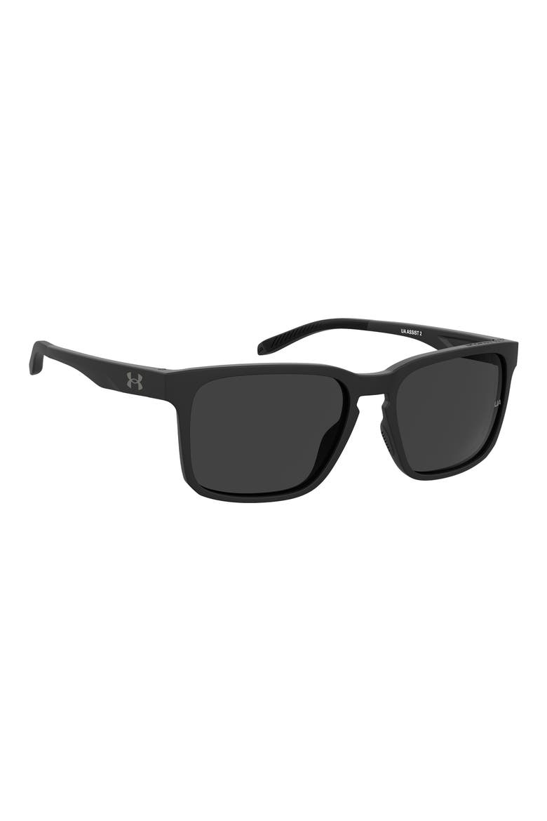57mm Rectangular Sunglasses, Alternate, color, MATTE BLACK/ GREY