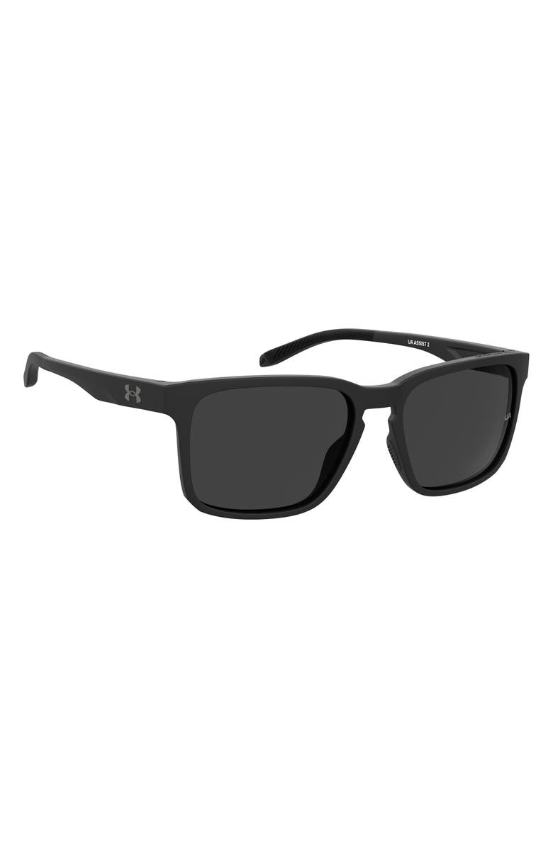 Under Armour 57mm Rectangular Sunglasses, Alternate, color, Matte Black/ Grey