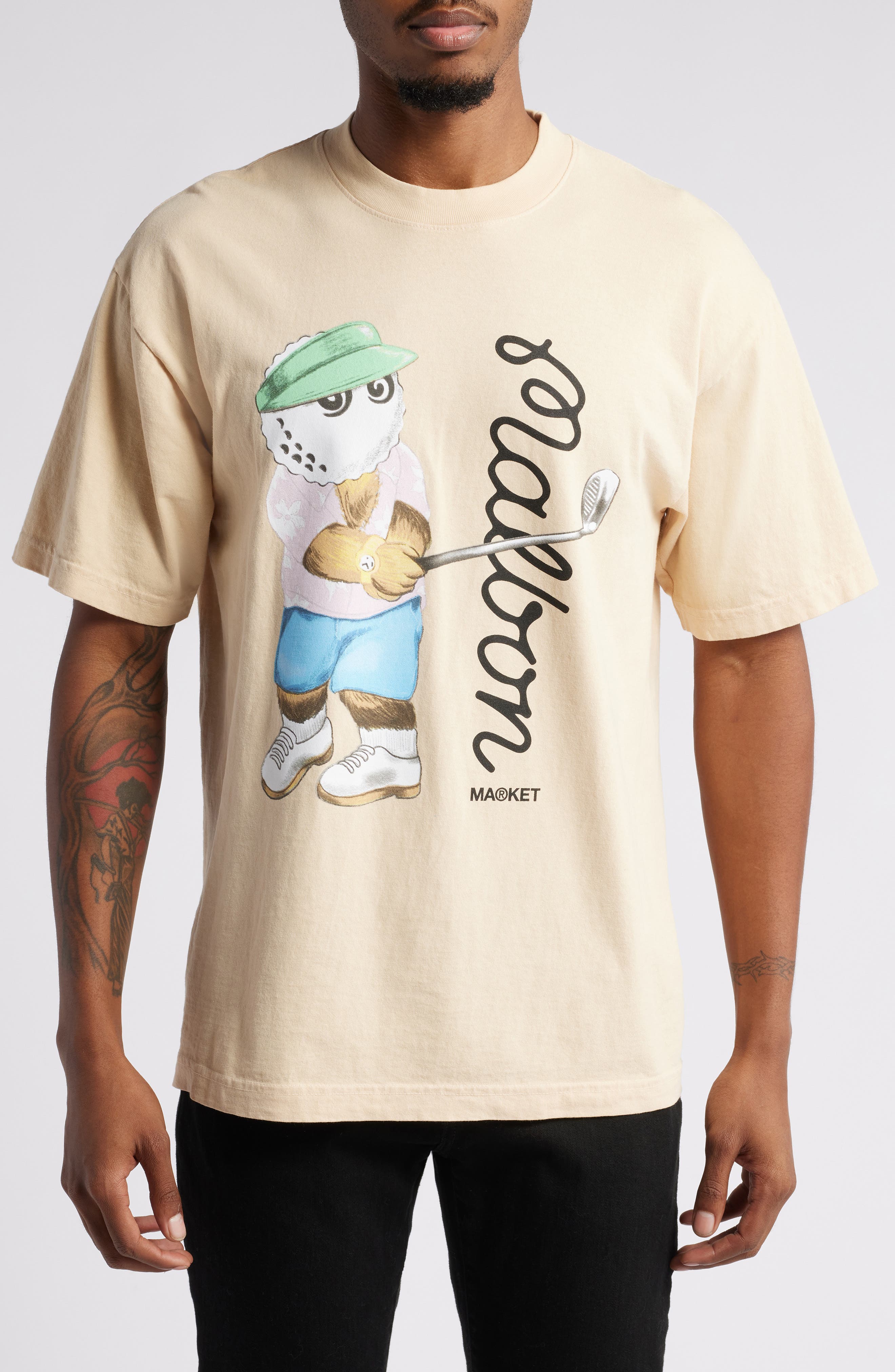 MARKET x Malbon Golfing Bear Graphic T-Shirt in Cream 